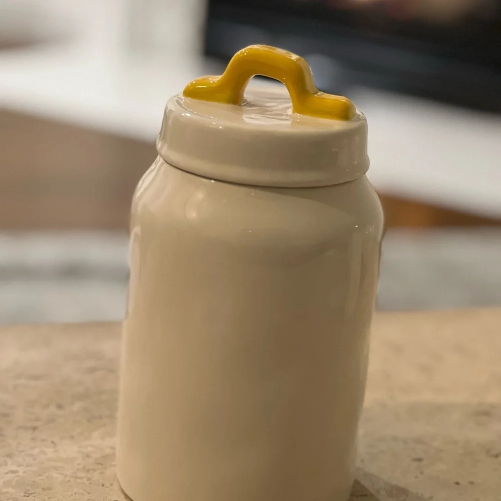 Rae Dunn “Queen Bee” Artisan Collection Canister with Yellow Handled Lid